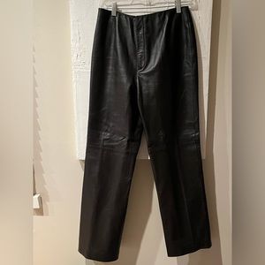 ✨SALE✨Dana Buchman Brown Leather Lamb Skin Pant Size 6 Straight Leg High Waist